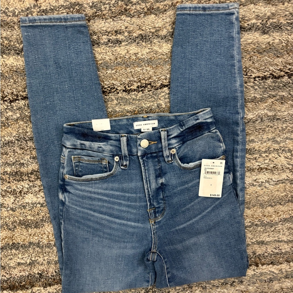 Good American Good Legs Crop Skinny Jeans Sz 0/25 NWT | Good American Skinny - - Picture 3 of 13
